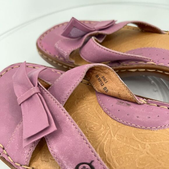 Born Women's Slide Sandal Size 9 Lavender Purple Strappy  Bow Casual Comfy Flat - Picture 9 of 15
